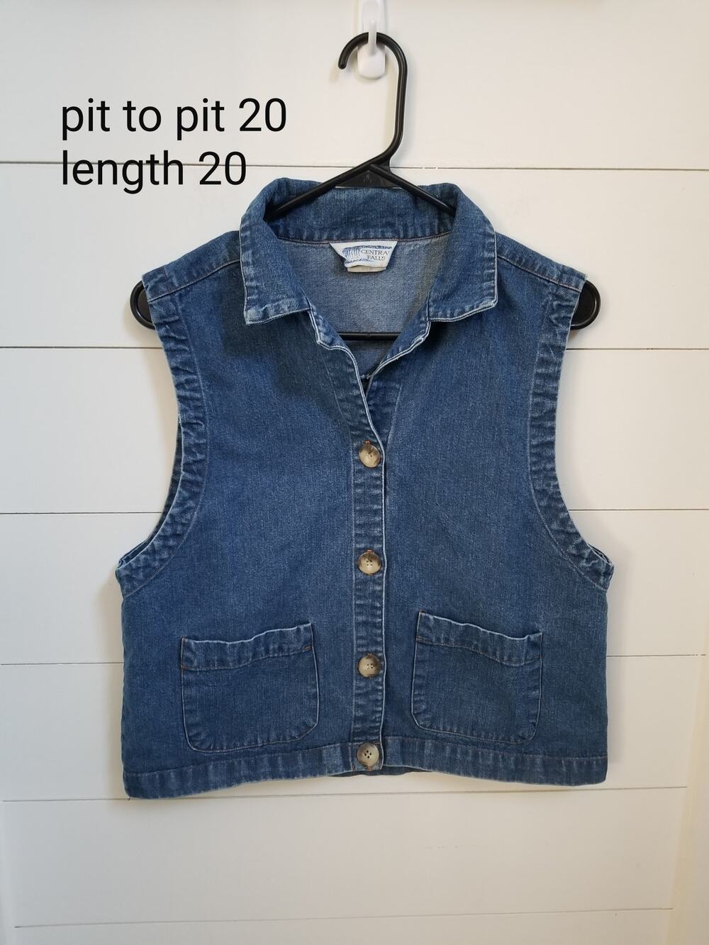 Vintage Y2K Central Falls Denim Vest Button up Pockets Size S